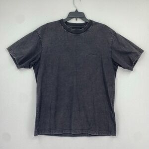 Carhartt WIP Mosby Script Black T-Shirt Mens M Garment Dyed Cotton Streetwear